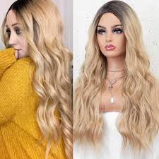 To apply the ombre technique you only need to choose a dye one or two shades darker than your bleached hair and put it in your roots and new growth. Kryssma None Lace Long Blonde Synthetic Wig For Women With 2 Tone Ombre Wavy Synthetic Wig With Dark Roots Heat Resistant 22 Inches Amazon Co Uk Beauty