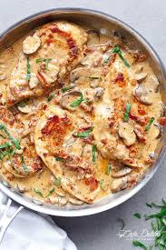 A Creamy Sun Dried Tomato Parmesan Chicken With Mushrooms That Is Gluten Free And Made With No Heavy Cream Or Best Chicken Recipes Chicken Recipes Recipes