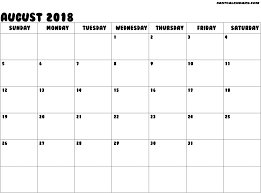 August 2018 2018 Printable Calendar Calendar Printables Blank Calendar