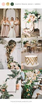 Natural touch off white and soft touch peach roses, hydrangeas and spring green mix bouquet. Rustic Peach Gold And Green Wedding Inspiration Gold Wedding Colors Wedding Colors Green Wedding Colors