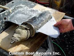 Repair of boat lower unit skeg. Custom Boat Repairs Boat Repair Jobs Skeg Repair