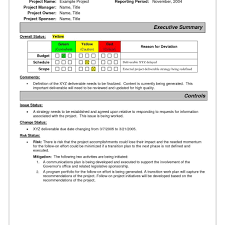 Project Status Report Sample