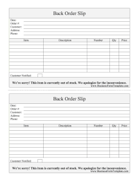 Back Order Slip Template Order Slip Template Invoice Template Order Template