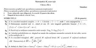 Simulare Bac 16 Martie 2017 Matematica Subiecte Bareme Clasa A 11 A Mate Info Stiinte Tehnologic Pedagogic Jitaruione Math Math Equations Equation