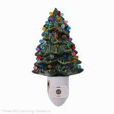 Ceramic Christmas Tree Night Light With Automatic Sensor Switch Fully Decorated Miniature Christmas Tree With Color Lights Great For Gifting Or Stocking Stuffer Christmas Tree Night Light Ceramic Christmas Trees Green