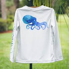 Octopus Rash Guard Swimwear Upf Spf Shirt Vacation Shirt Swimwear Ocean Theme Swim Shirt Dive Shop Performance Tee