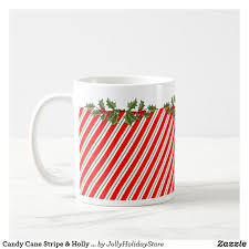 Candy Cane Stripe Holly Holiday Coffee Mug Holiday Coffee Mugs Holiday Christmas Gifts