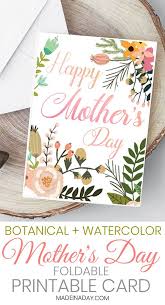 Printable Happy Birthday Mum Card Template Beautiful Botanical Foldable Mother S Day Card Printable Mothers Day Cards Printable Mothers Day Card Template Free Mothers Day Cards