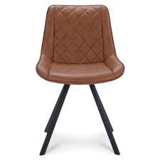 Le cadre de la chaise de salle à manger diamond est en acier brossé et doté. Chaise De Salle A Manger Harvey Cuir Artificiel Cognac 2 Pieces Leen Bakker