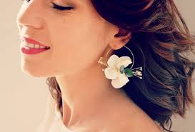 Ivory Hydrangea and Eucalyptus Wedding Hoop Earrings