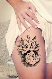 Claire Black Rose Flower Temporary Tattoo Thigh Tattoos Women Sleeve Tattoos Marquesan Tattoos