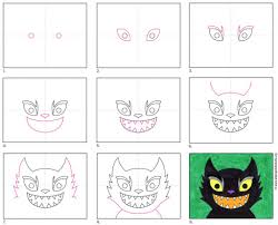 Them draw the feet from the bottom oval using rectangles, and add eyes and a mouth to the face. How To Draw A Scary Cat Face Art Projects For Kids
