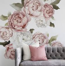 Blushing Peonies Wall Decals Peony Wallpaper Kids Wall Decor Floral Wall Decals