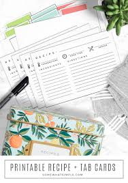 Each card has a title followed by a list of ingredients and directions; Printable Recipe Card Template Free Download Somewhat Simple