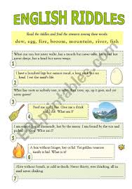English Riddles With Answers Worksheet English Riddles Riddles English Riddles With Answers