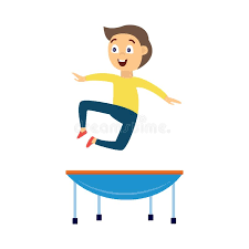 Enjoy it all during our saturday and sunday family giants sessions. Cartoon Boy Jumping High In Air On Blue Small Trampoline Stock Vector Illustration Of Blue Center 162698131