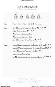 C romeo take me somewhere we can be alone g i'll be waiting all there's left to do is run am you'll be the prince and i'll be the princess f g c it's a love story baby just say yes. Straits Six Blade Knife Sheet Music For Guitar Chords Pdf