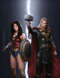 Maybe you would like to learn more about one of these? Dc Comics Marvel Wonder Woman Thor Justice League Avengers Marvel And Dc Crossover Wonder Woman Marvel And Dc Superheroes