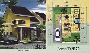 Denah Dan Desain Rumah Type 70 Model Minimalis 1 Rumah Minimalis Rumah Denah Rumah