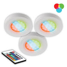 Bazz Led Rgb Under Cabinet Puck Light 3 Pack U00073rg The Home Depot Led Puck Lights Puck Lights Packing Light