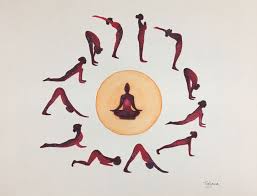 Yoga Sun Salutation Sequence Watercolor Yoga Poses In 2020 Sun Salutation Sequence Yoga Sun Salutation Yoga Wall Art