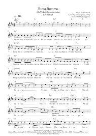 Butta Bomma Flute Violin Notes Ala Vaikunthapurramuloo Bollypiano Lead Sheet Violin Sheet Violin Sheet Music
