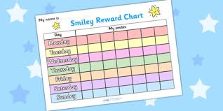 smiley face 7 day reward chart smiley face reward chart