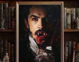 Dracula Vampire Vintage Art Print, Halloween Antique Painting, Spooky  Portrait, Bloody Vampire Bite, Digital Download, Fancy Halloween Decor