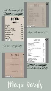 Remember that some bloxburg menu decal codes coupons only apply to selected items, so make sure all the. Moondayle Bloxburg Decal Codes Cafe Sign Bloxburg Decals Codes