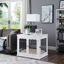 Merry products triple door medium dog crate the merry products triple door medium dog crate is a perfect combination of function and style. Unipaws Pet Crate End Table Wooden Wire Dog Kennel With Pet Bed Overstock 25717286