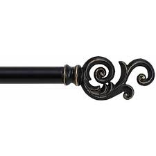 Available in black, bronze, or nickel, the decorative curtain rod adds a refined sense of style to any space—perfect for a bedroom, living room, dining room, office, or kitchen. Bali 1 Scroll Decorative Curtain Rod Set Black 36 66 Or 66 120 Walmart Com Walmart Com