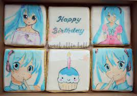 Hatsune Miku Anime Handpainted Birthday Cookies Anime Party Ideas Hatsune Miku Birthday Birthday Cookies