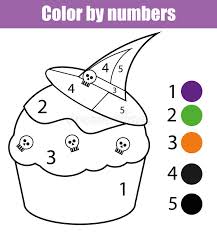If you want simpler unicorn coloring pages for toddlers and preschoolers, stop by this post with free printable unicorn do a dot pages. Coloring Page With Halloween Cupcake Color By Numbers Educational Children Game Drawing Kids Activity Stock Vector Illustration Of School Activity 98315766