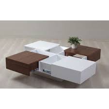 Mochi modern white & walnut square coffee table. Modrest Makai Modern White Walnut Square Coffee Table Vozeli Com
