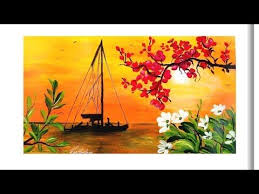 Making Of Easy Scenery Painting In Acrylics Beginners Painting Relaxing Demo Canvas Youtube Scenery Paintings Beginner Painting Watercolor Scenery