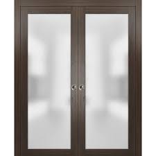 Eclisse pocket door system steel frame kit for 42 x 84 doors with 2x4 walls. Sartodoors Double Pocket Glass Doors 36 X 96 Planum 2102 Chocolate Ash Pocket Frame Rail Hardware Wood Sliding Doors Frosted Glass