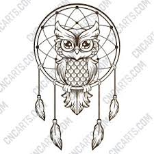 Download Owl Dream Catcher Design Files Dxf Svg Eps Ai Cdr Animals Nature Home Decoration