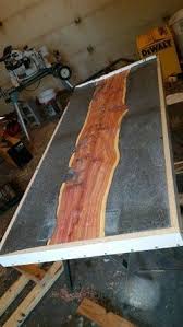 Concrete And Wood Slab Table In 2020 Wood Slab Table Wood Table Diy Wood Slab
