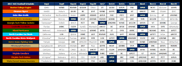 There are 40 bowl games on the postseason schedule, culminating with the college football playoff. 2017 Acc Football Schedule Acc Football Online