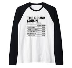 El primo borracho bebe jugando nutrición mujeres hombres primos Camiseta  Manga Raglan : Amazon.es: Moda