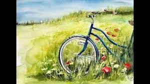 Painting my blue vintage bicycle. Bicycle In A Field Watercolor Painting Tutorial Youtube