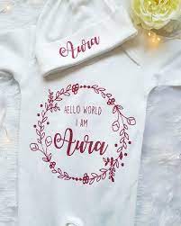 Personalised Baby Girl Coming Home Outfit Sleep Suit Floral Etsy In 2021 Personalised Baby Grows Personalized Newborn Outfit Personalized Baby Gifts
