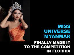 Miss myanmar thuzar wint lwin held a pray for myanmar sign on stage during the national costume portion at the miss universe pageant in florida. Miss Universe Myanmar Arrives In Florida With A Message For The Junta The New York Times
