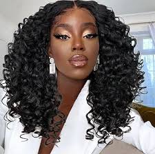 Amazon.com : MITIMES 16inch Pre Plucked HD Curly Lace Front Wig Natural  Black Human Hair Blend Synthetic Short Curly Lace Front Wigs for Black  Women : Beauty & Personal Care