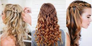 The beginning of a waterfall braid is just like the one of a normal braid: Curly Hair Waterfall Braid Alldaychic