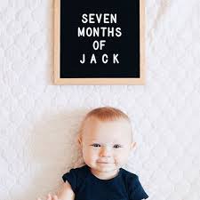 Our Little Letterfolk Mini Jack Is Seven Months Old He S Officially On The Move And Has Army Cr Baby Milestone Photos One Month Old Baby Baby Photoshoot Boy