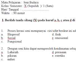 Contoh soal desain grafis kelas 10 semester 1 beserta jawabannya pdf dapat anda nikmati dengan cara klik pautan muat turun di bawah dengan mudah tanpa adanya iklan yang diperlukan. Soal Ukk Uas Seni Budaya Sbk Kelas 10 Sma Semester 1 Tipstriksib