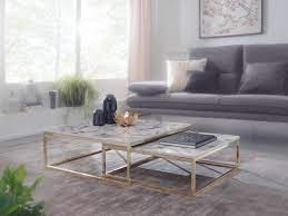 Durchblick ist dabei immer gegeben. Wohnling Design Couchtisch 2er Set Weiss Marmor Optik Eckig