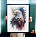 Bald Eagle Watercolor Art Print, Bald Eagle Painting Wall Art ...