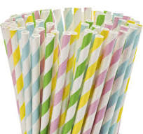 Paper Straws Biodegradable 200 Pack Striped Multi Colored BPA-Free  Disposable 8.25" Long Non-Flexible Straw for Everyday/Birthday  Party/Easter/Baby ...